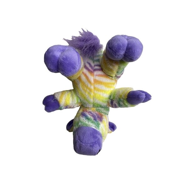 Pastel Striped Zebra Plush Stuffed Animal Rainbow Purple 8" No Tag Pink Eyes - Picture 7 of 8
